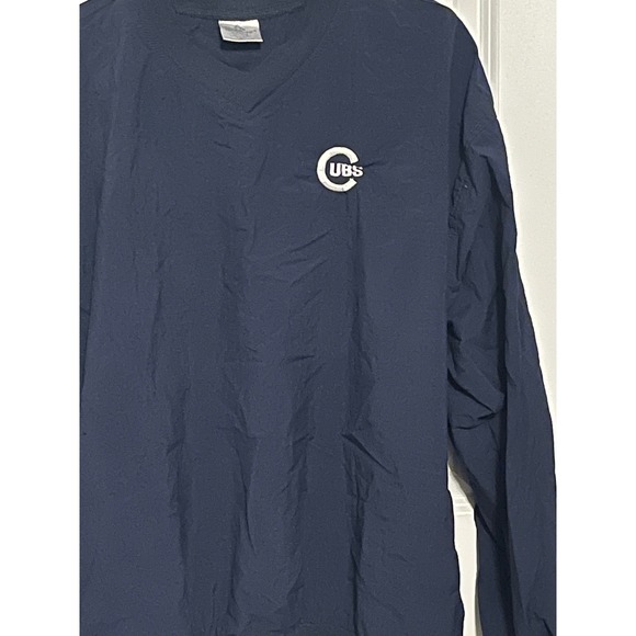 Munsingwear Chicago Cubs Baseball Nylon Pullover V Neck Jacket Mens XL Navy - Picture 2 of 6